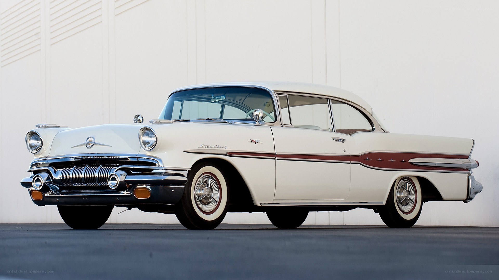 Classic white and red car