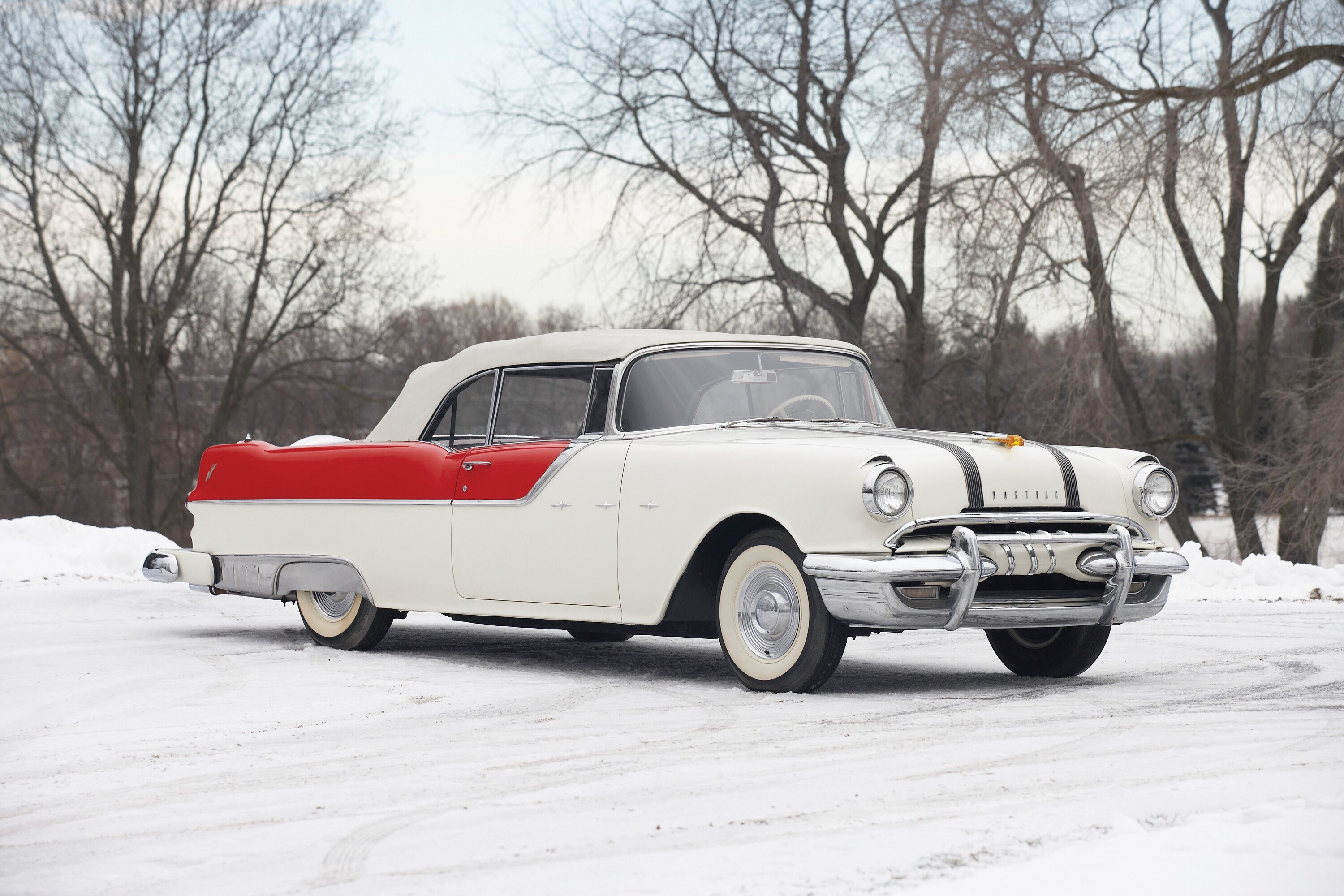 Classic white and red convertible car