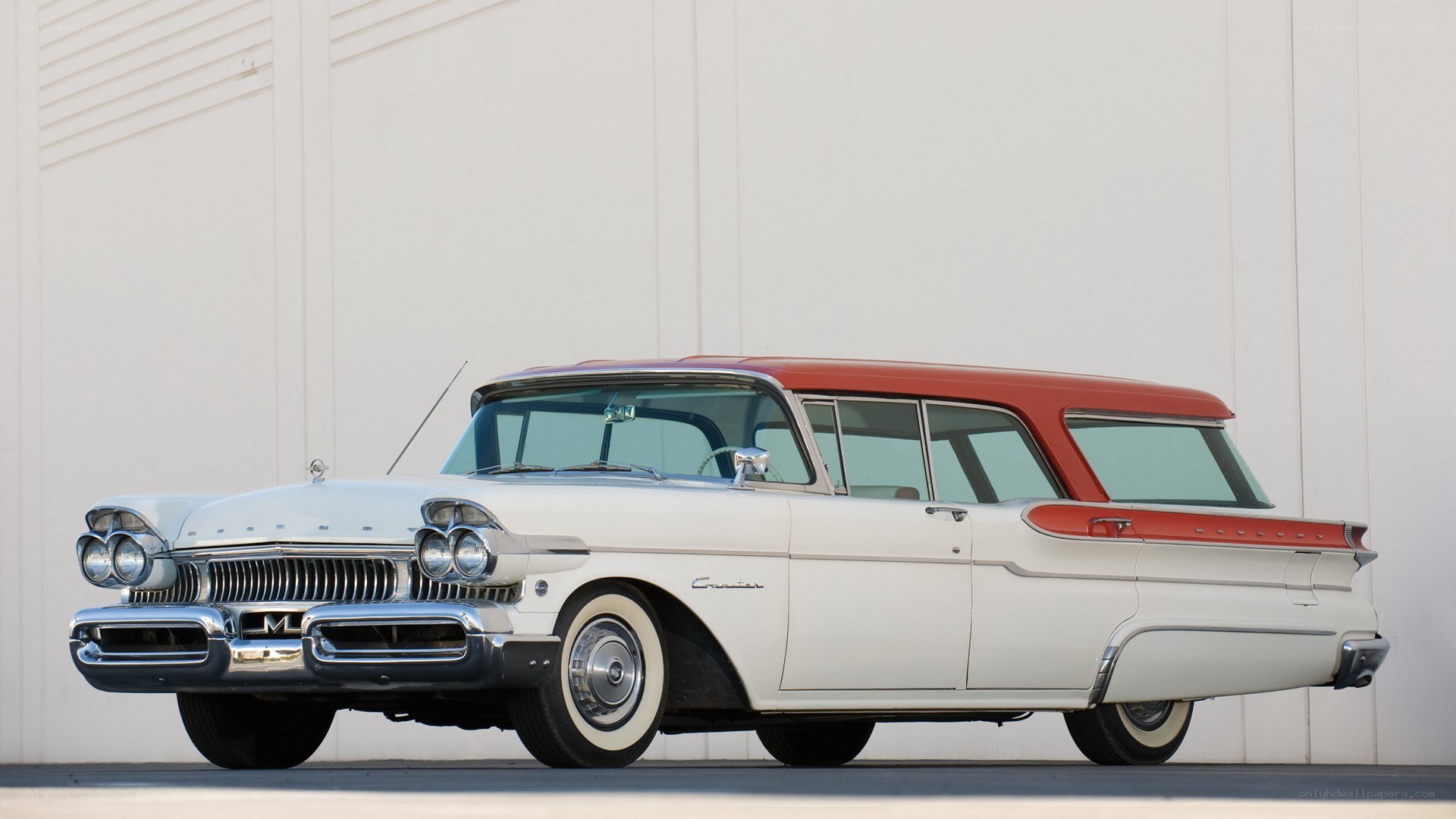 Classic white and red station wagon