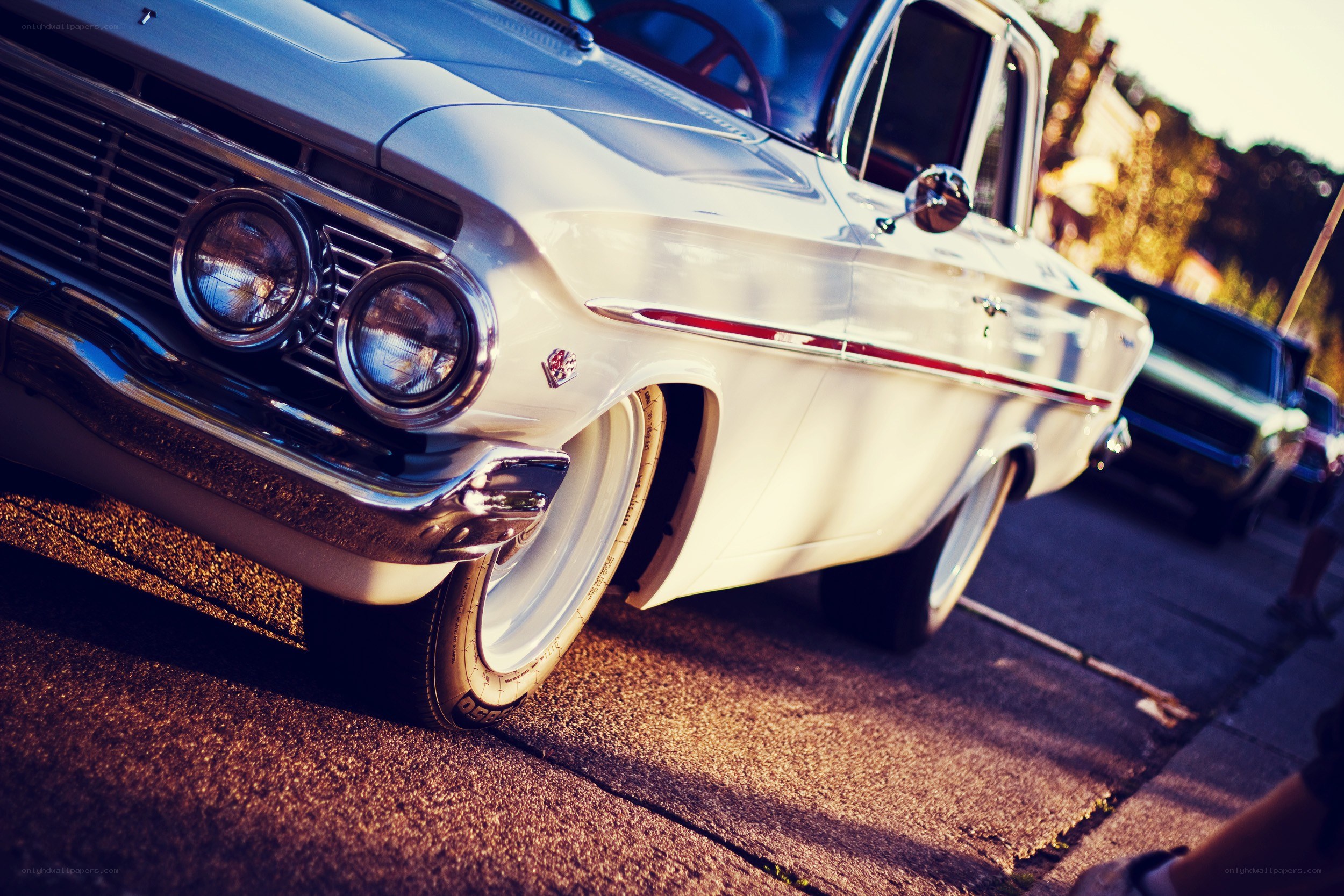 Classic white car at a show
