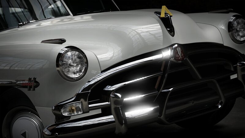 classic white car front view