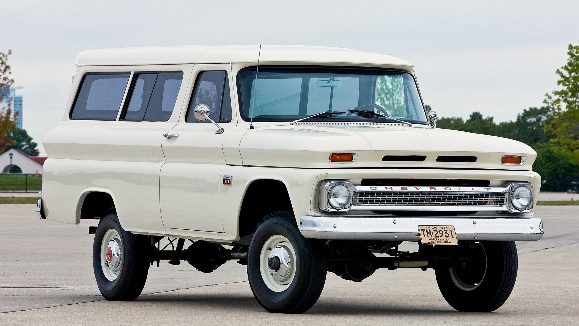 Classic white Chevrolet panel truck