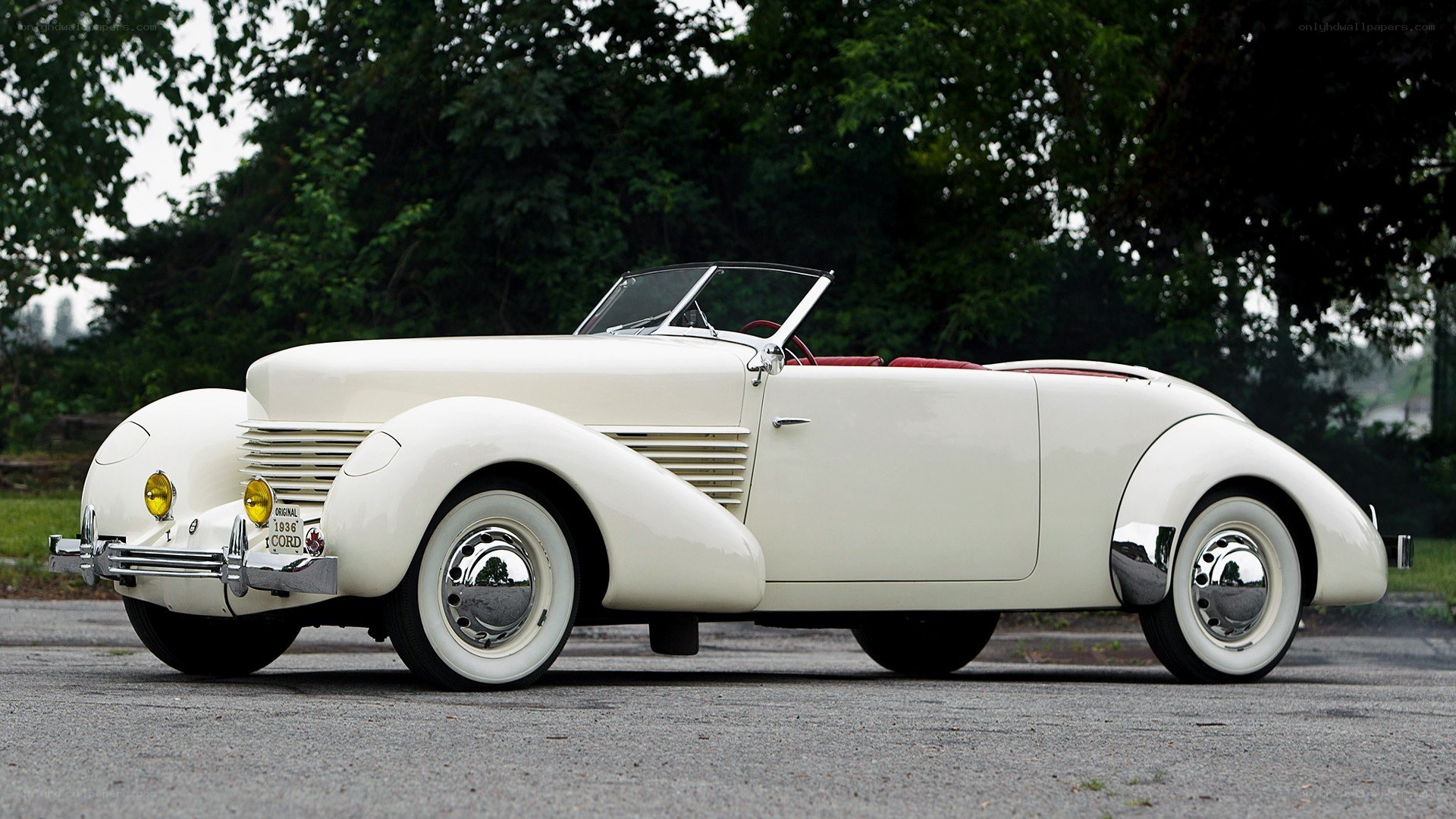 Classic white convertible car
