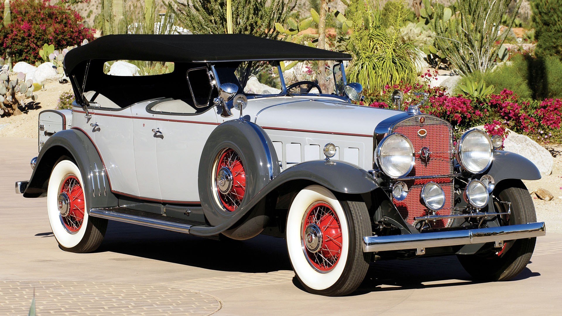 Classic white convertible car