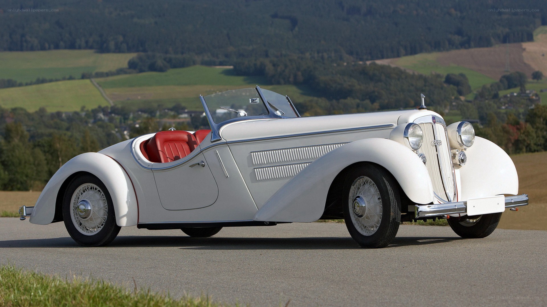 Classic white convertible car