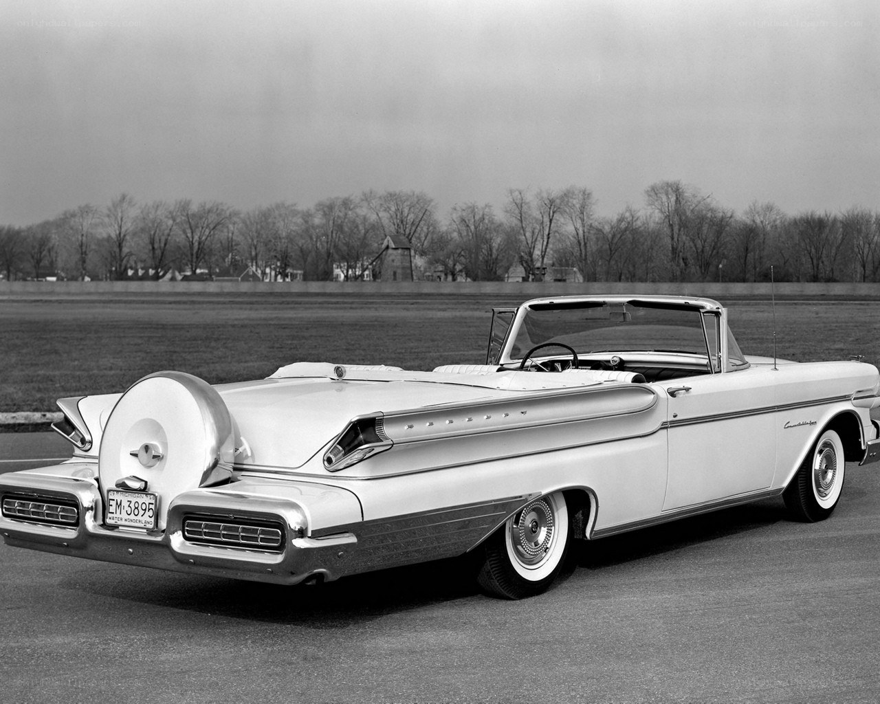 Classic white convertible car
