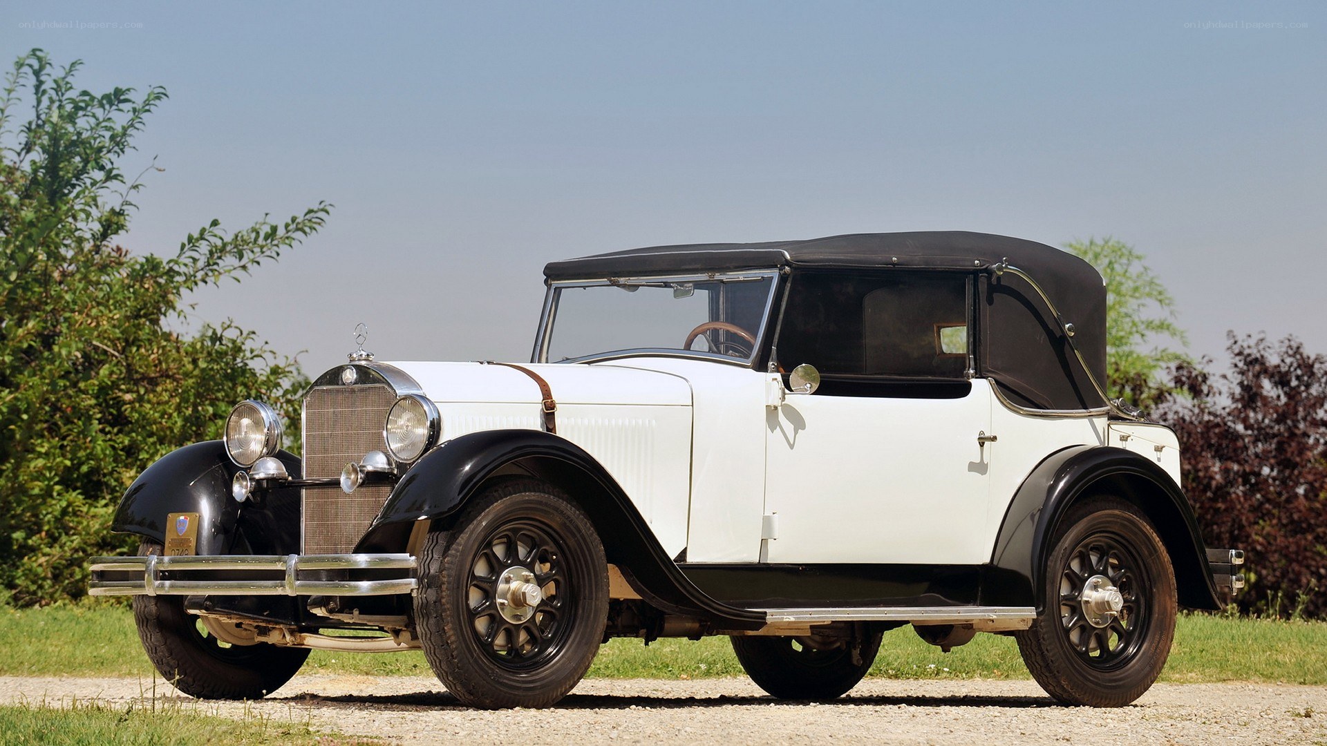 Classic white convertible car