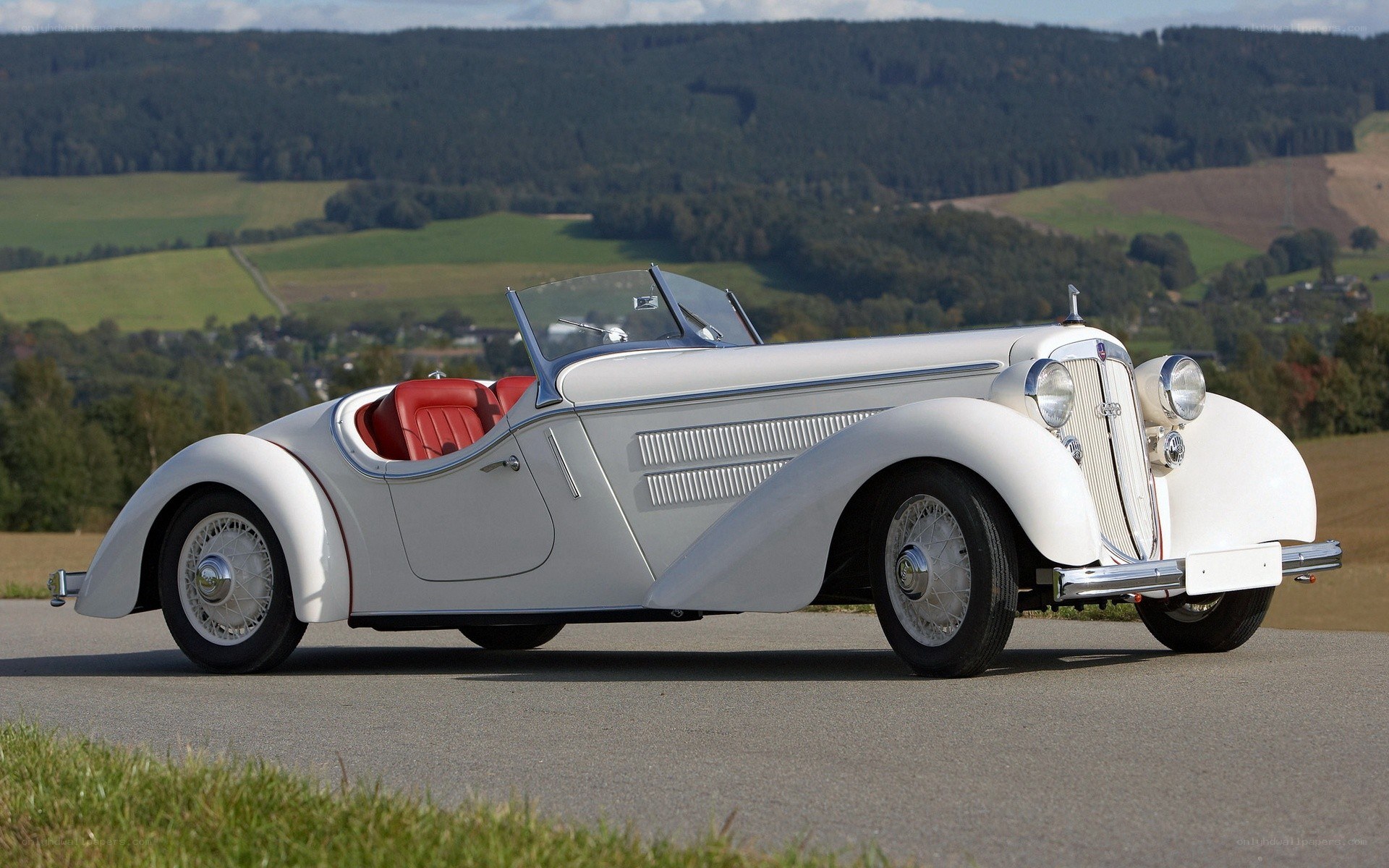 Classic white convertible car