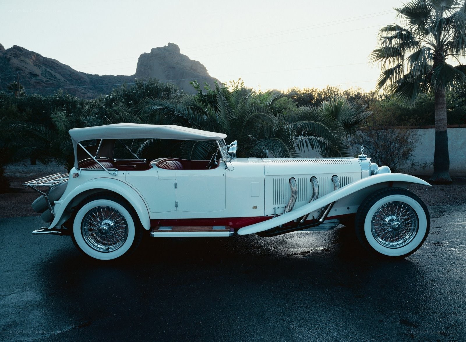 Classic white convertible car
