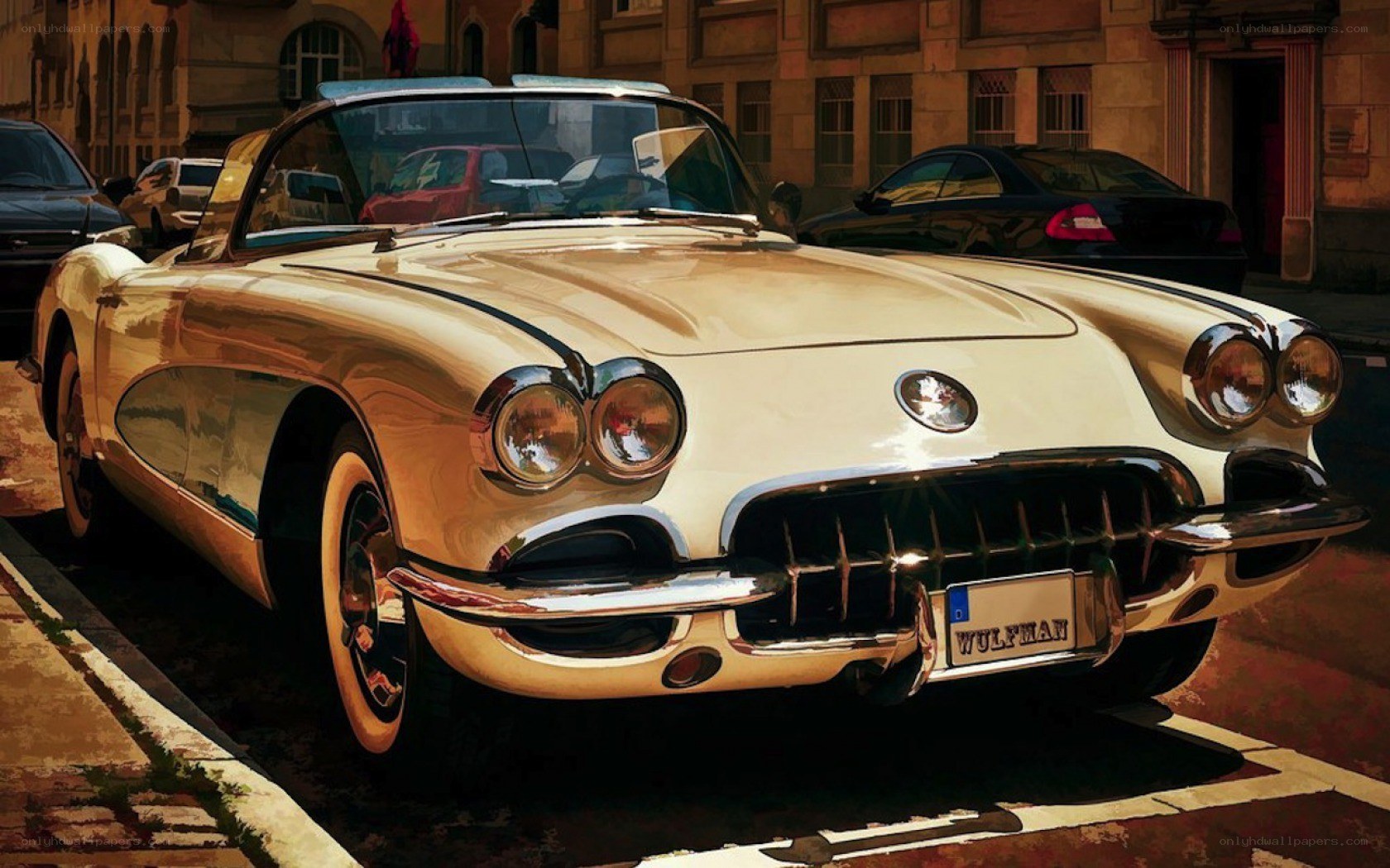 Classic white convertible car