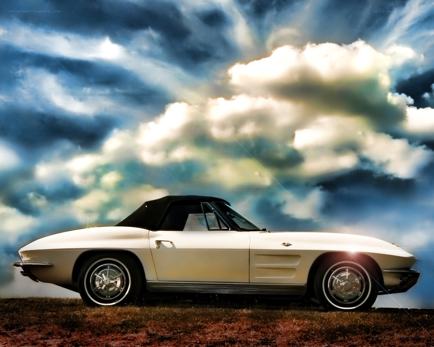 Classic white convertible car