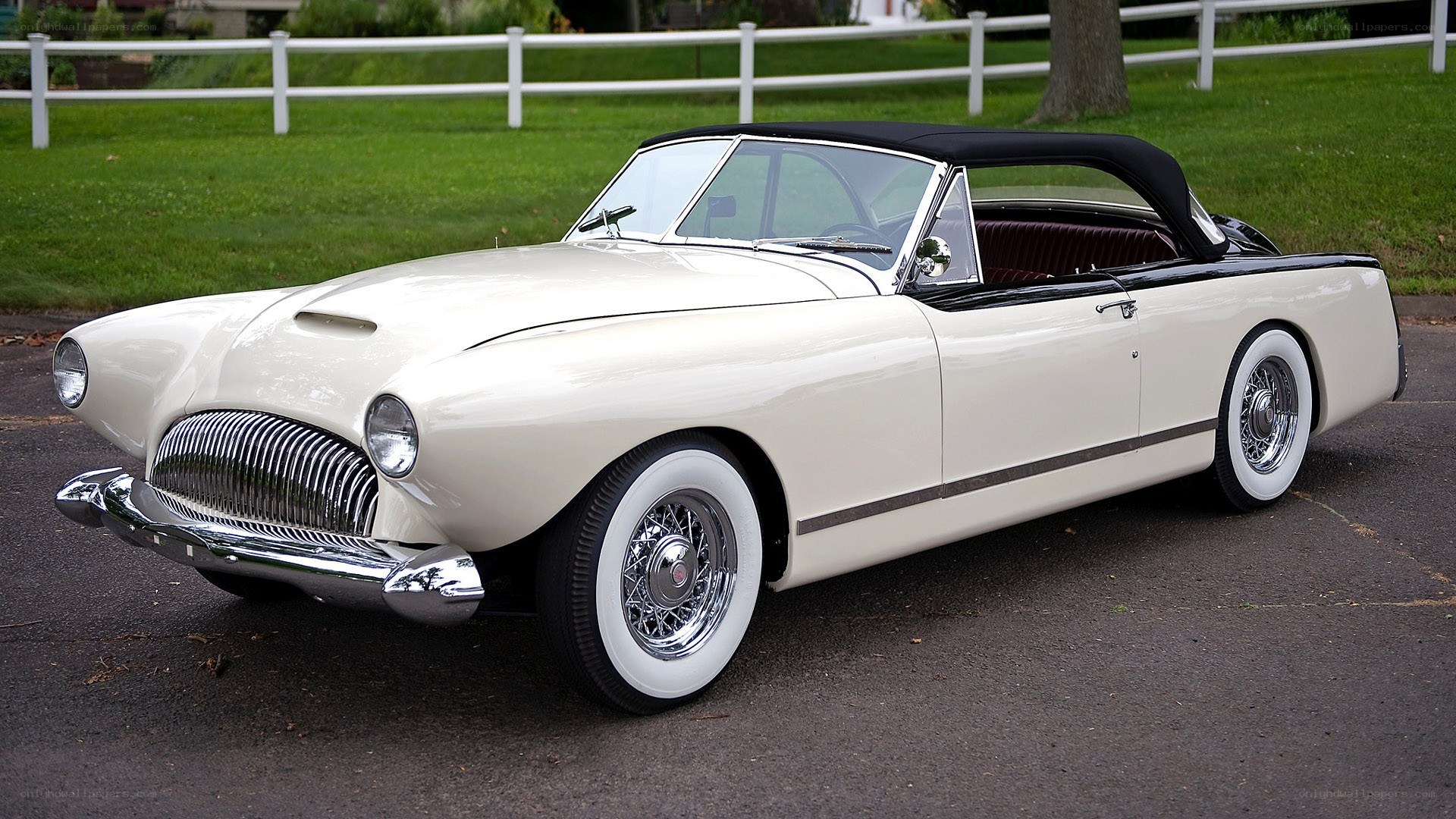 Classic white convertible car
