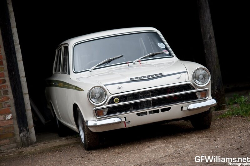 Classic white Cortina car