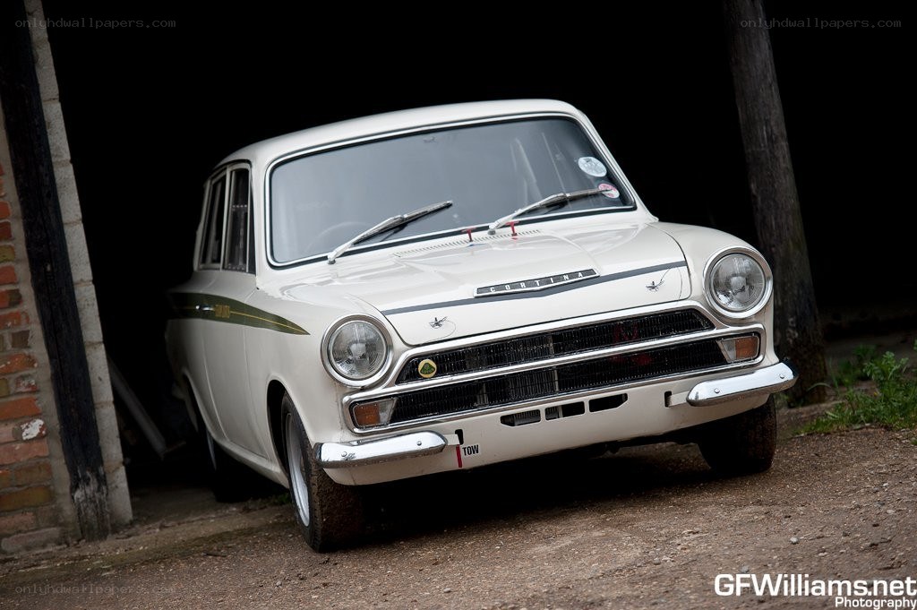 Classic white Cortina car