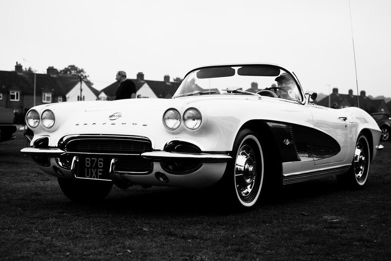 Classic white Corvette convertible