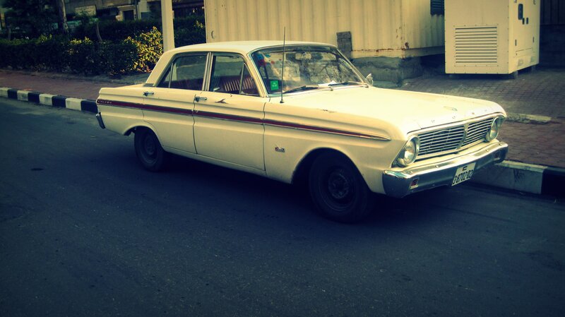 Classic white Ford Falcon parked