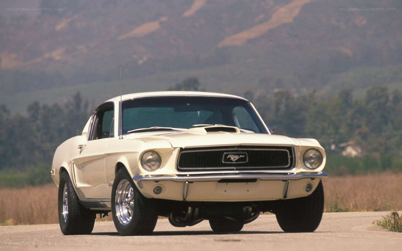Classic white Ford Mustang