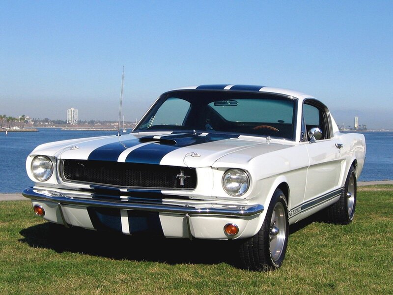 Classic white Ford Mustang