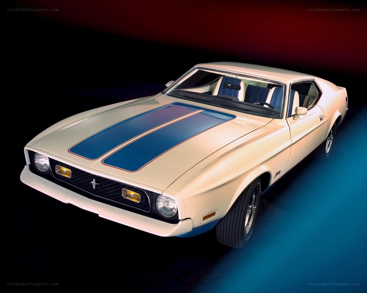 Classic white Ford Mustang