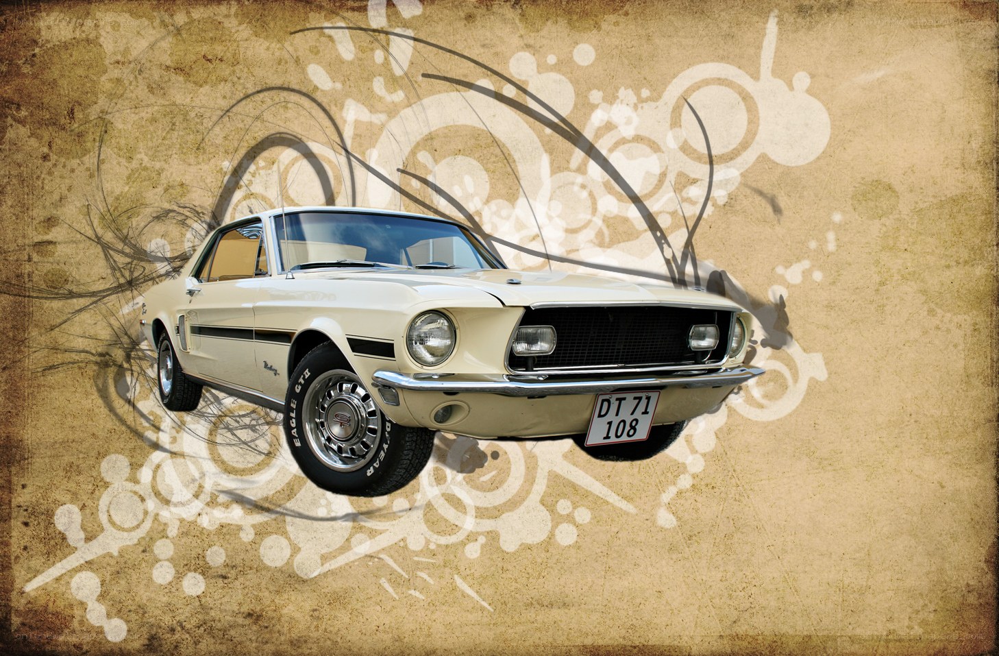 Classic white Ford Mustang