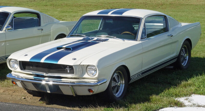 Classic white Ford Mustang GT350