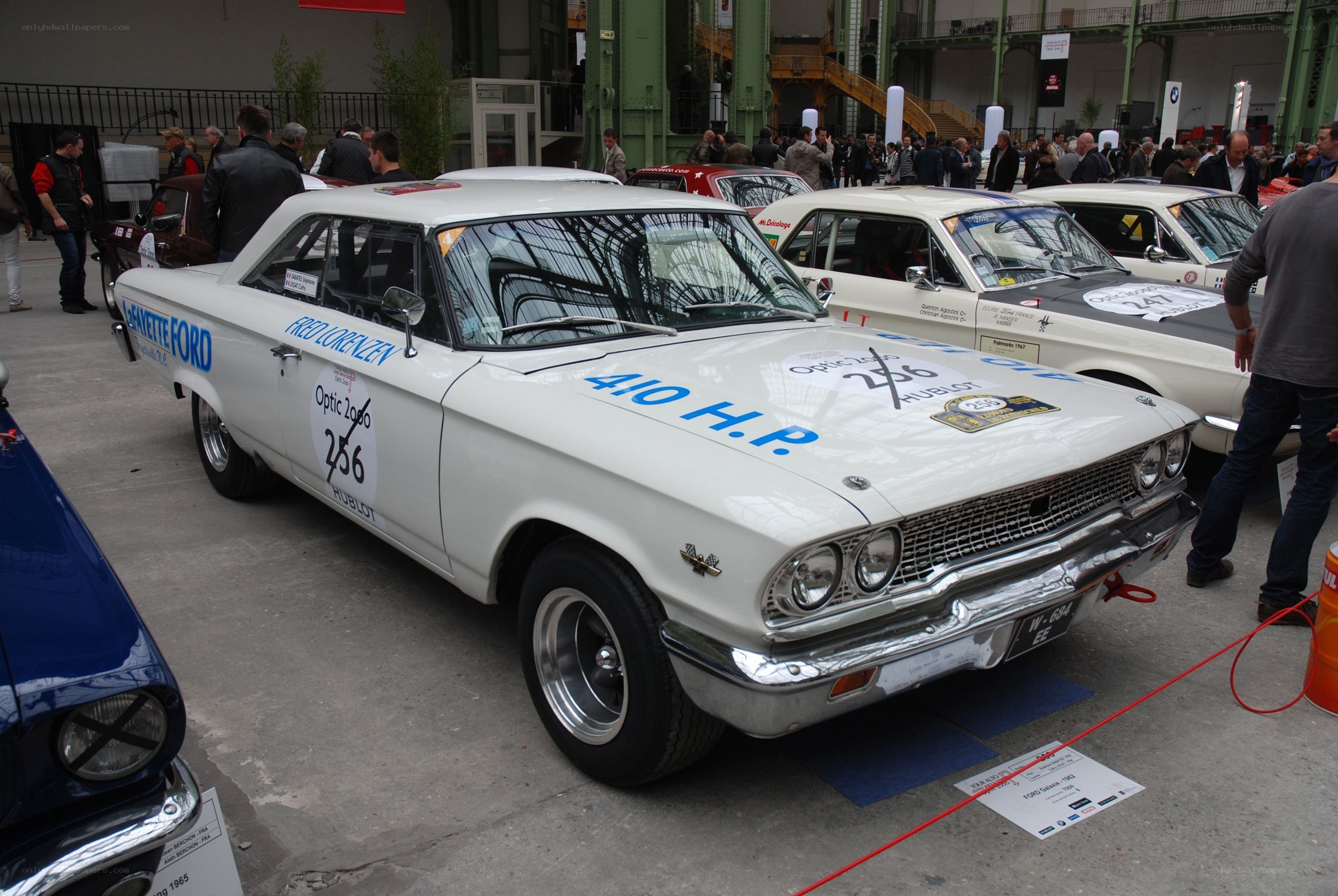 Classic white Ford race car