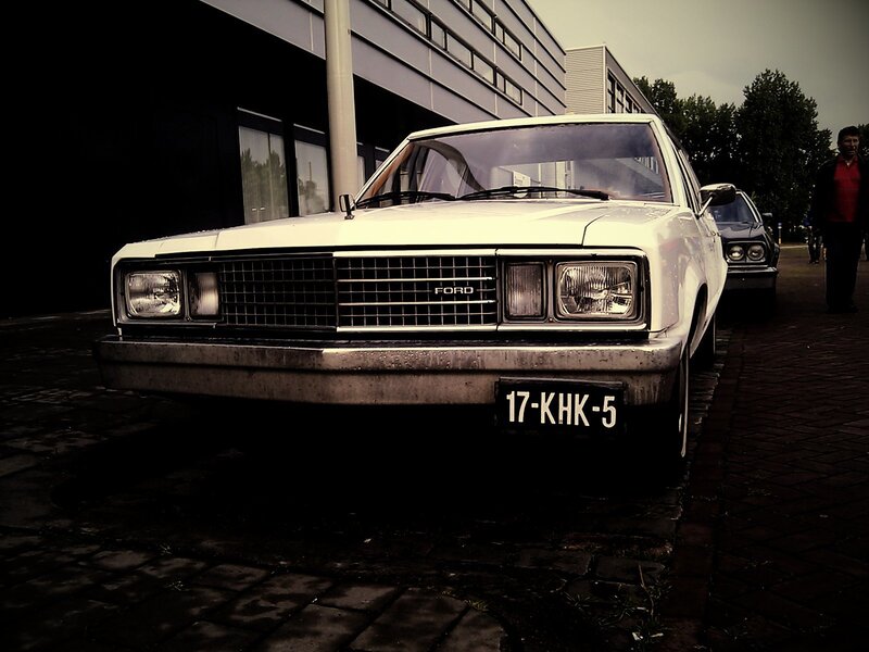 Classic white Ford sedan