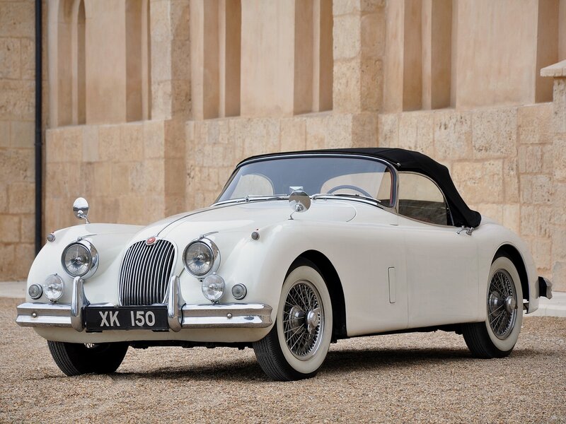 Classic white Jaguar convertible