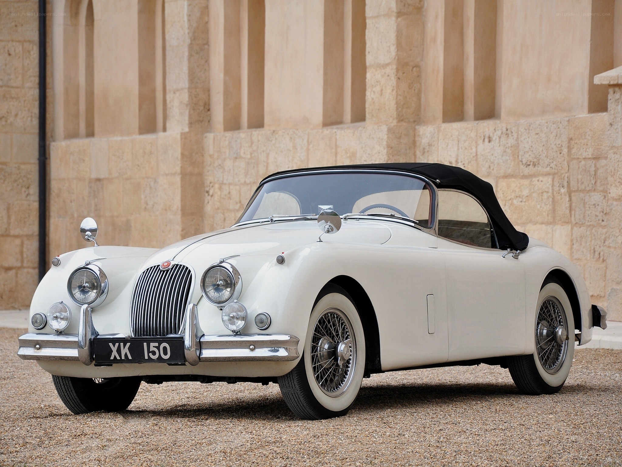 Classic white Jaguar convertible