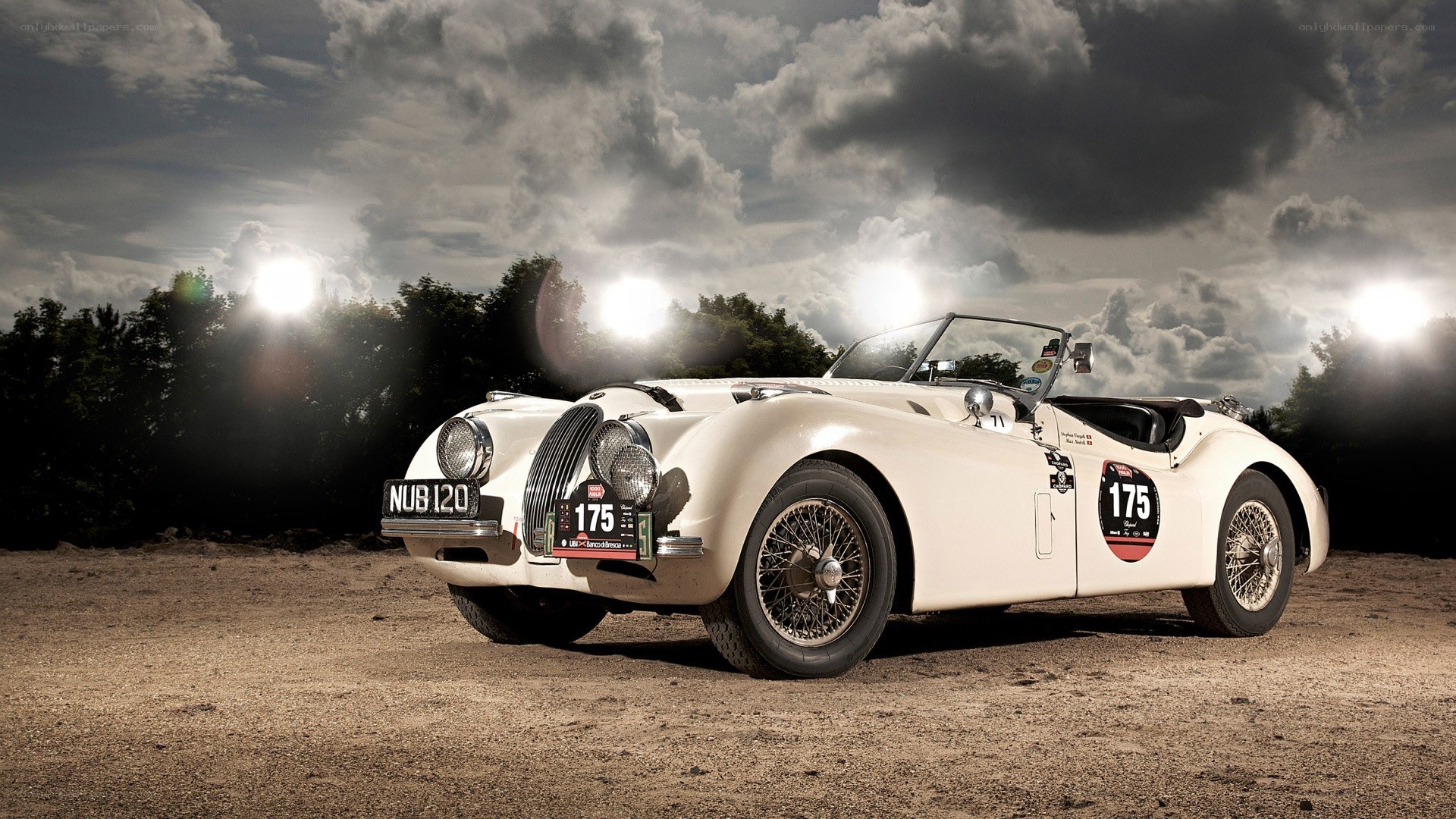 Classic white Jaguar race car