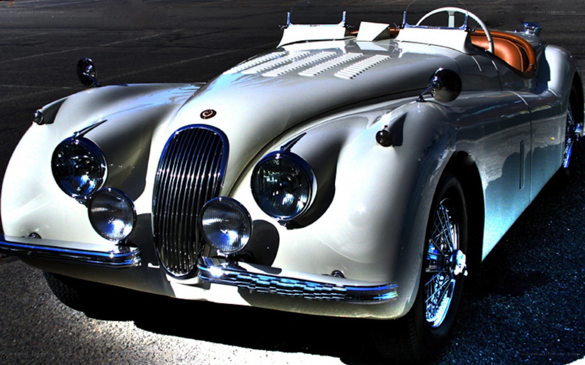 Classic white Jaguar roadster