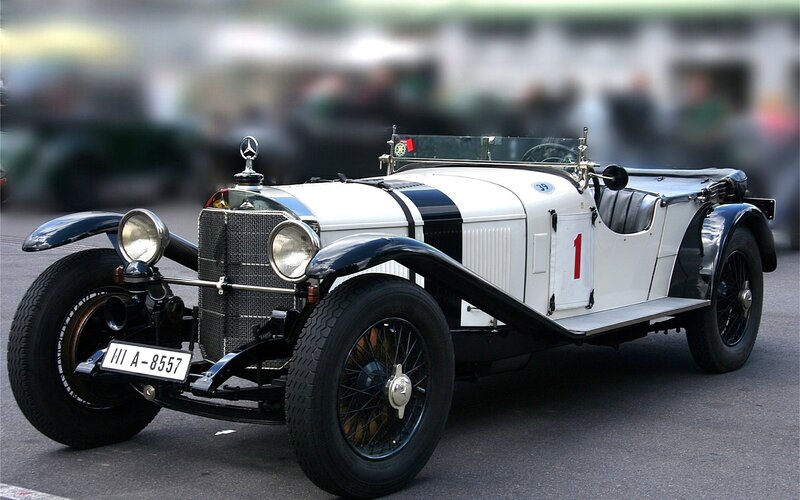 Classic white Mercedes-Benz race car