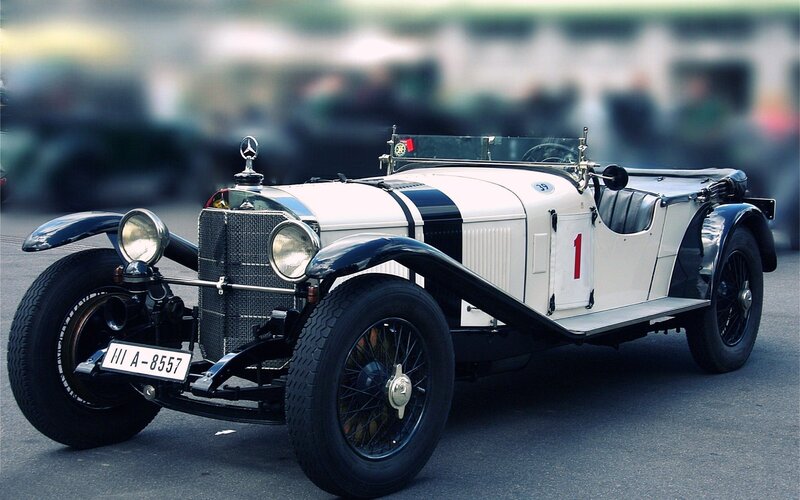Classic white Mercedes-Benz race car
