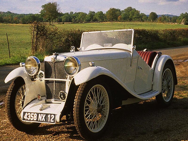 Classic white MG sports car