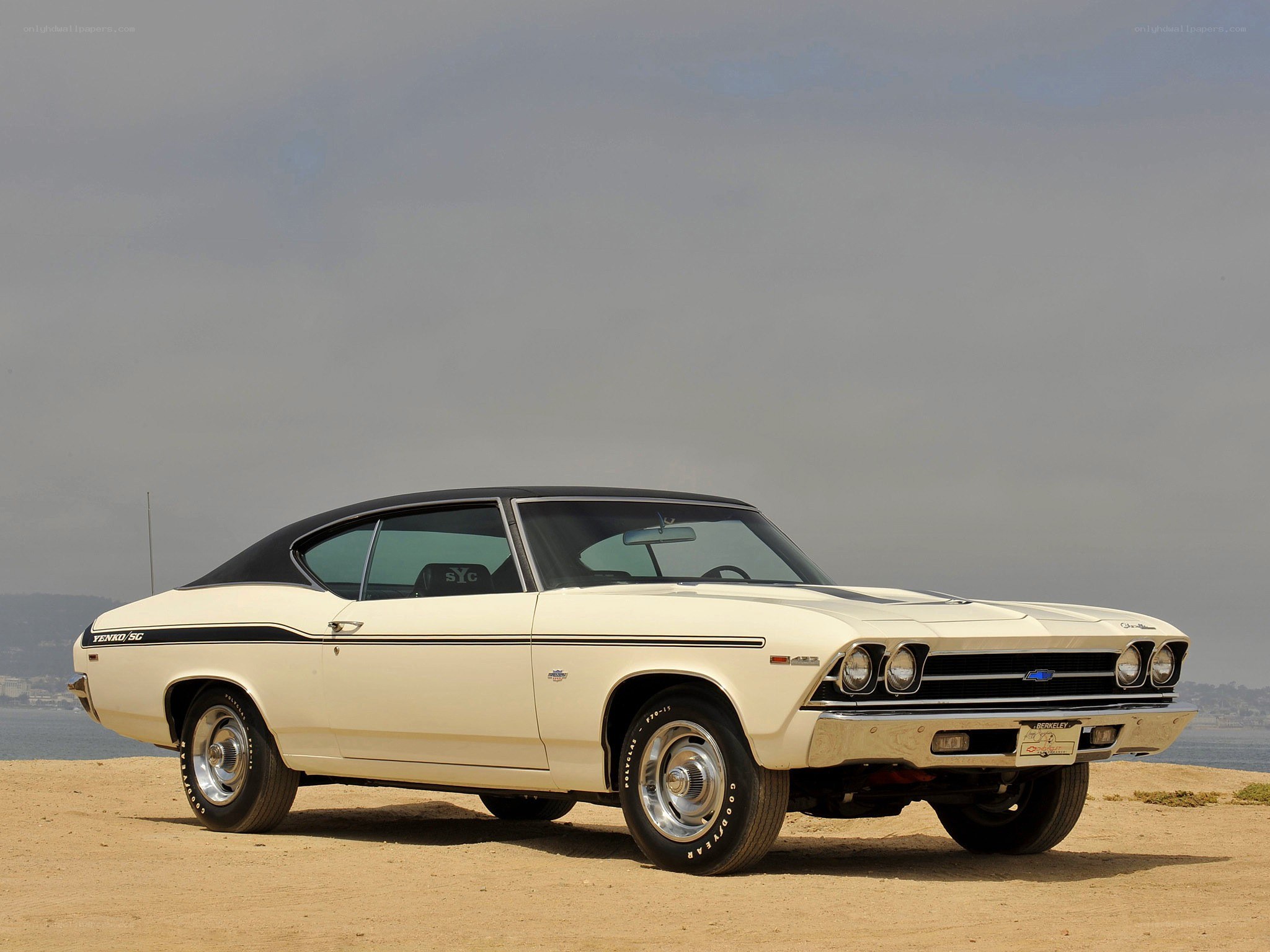 Classic white muscle car