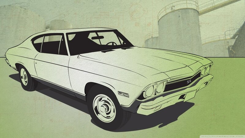 classic white muscle car illustration