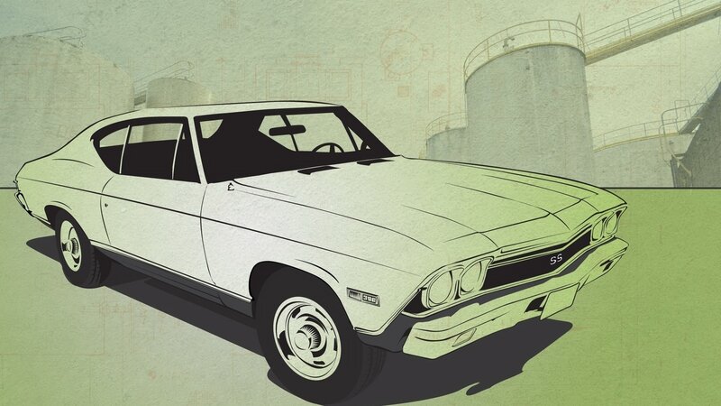 classic white muscle car illustration