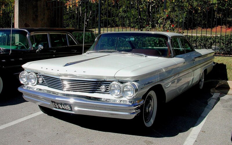 Classic white Pontiac sedan