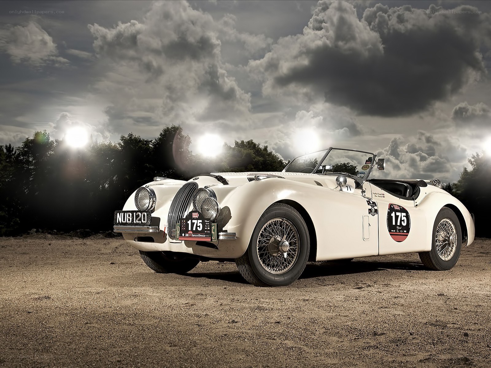 Classic white racing car