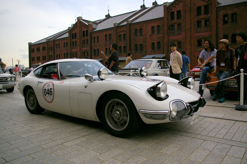 Classic white sports car at a show