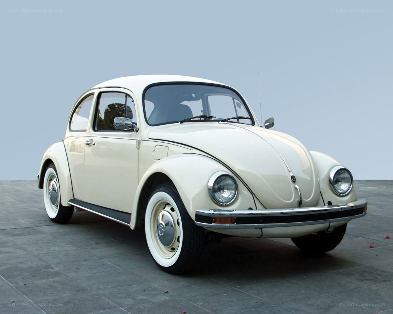 Classic white Volkswagen Beetle