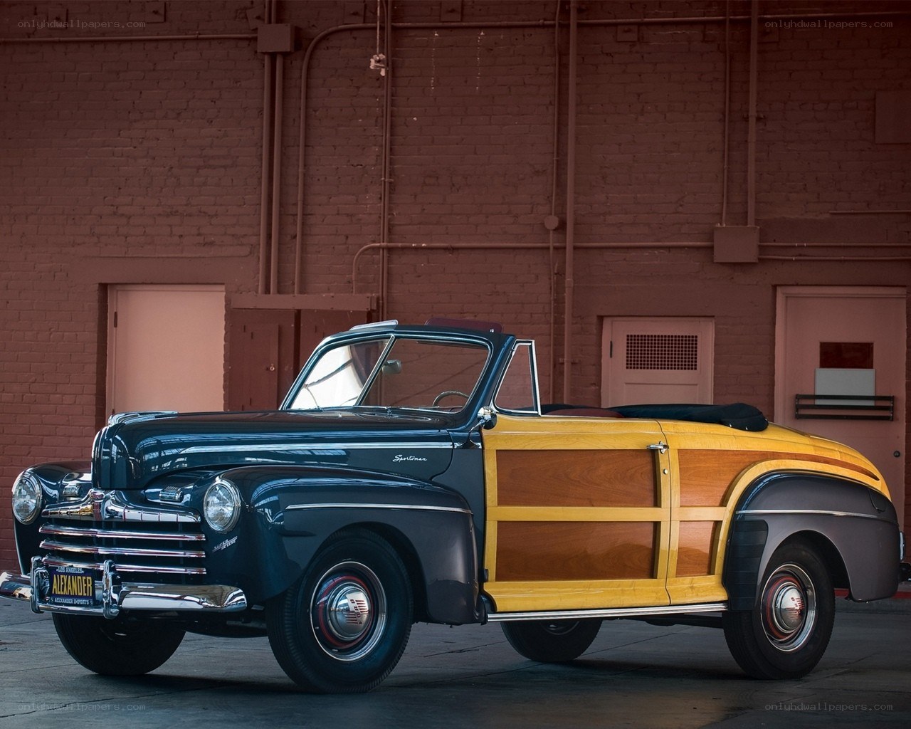 Classic woodie convertible car
