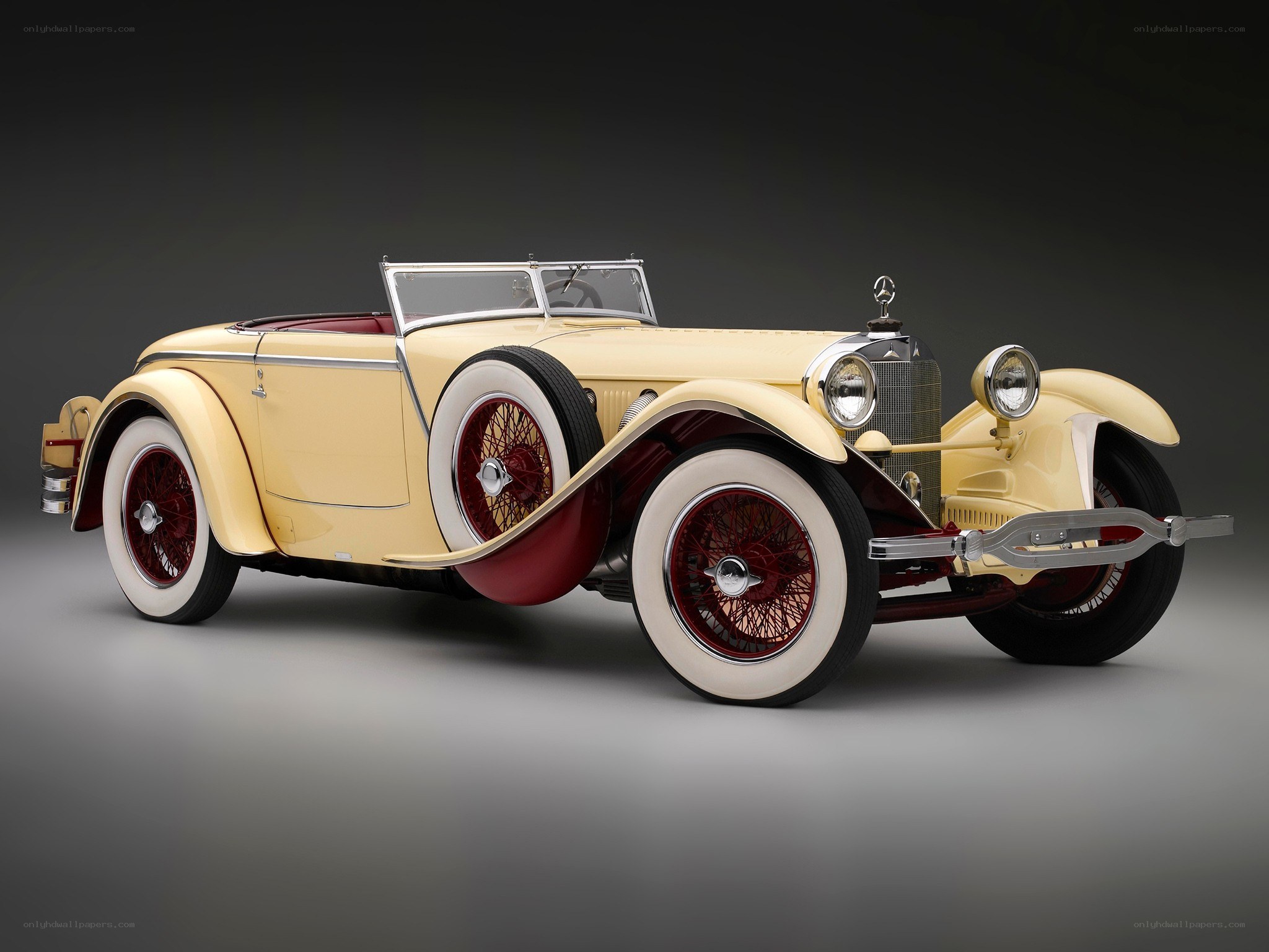 Classic yellow convertible car