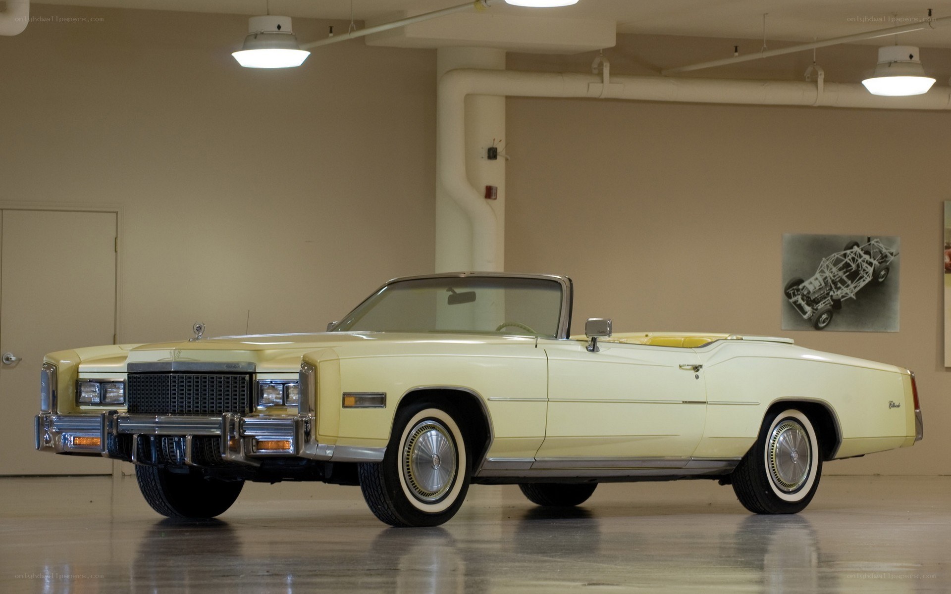Classic yellow convertible car
