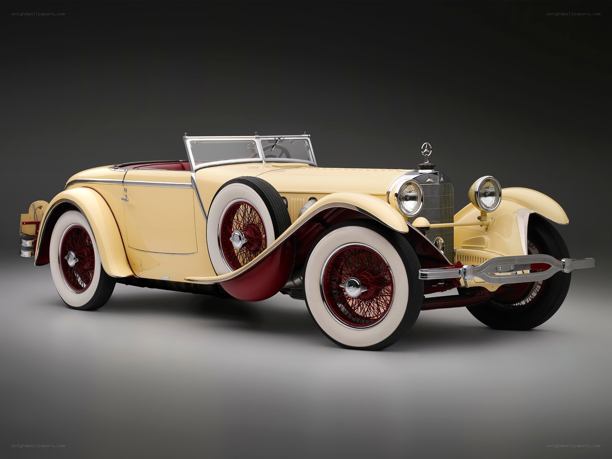 Classic yellow convertible car