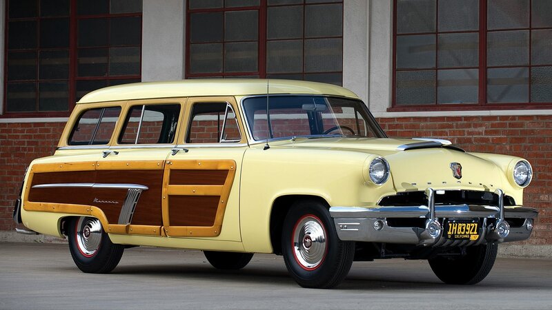 Classic yellow woodie station wagon