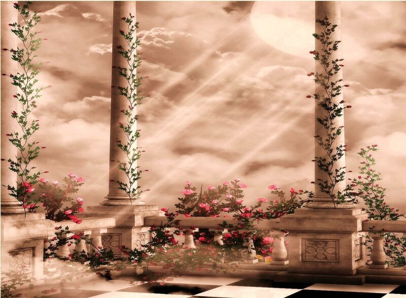 classical balcony with roses