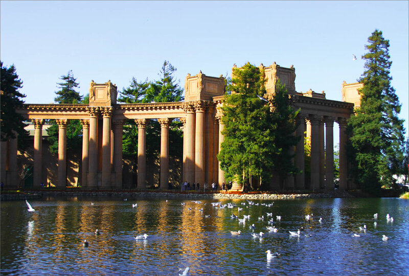 Classical Building with Columns — Blue