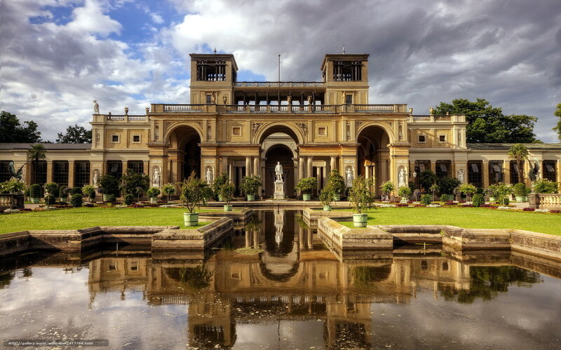 classical building with garden