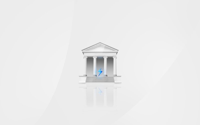 classical building with lightning bolt